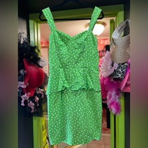 Betsey Johnson Green and white polka dot dress